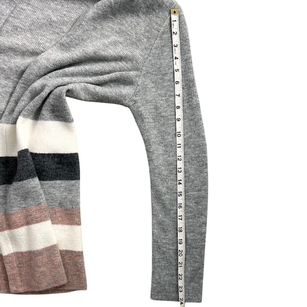 STITCHES & STRIPES Elaine Cardigan Sweater Grey Cream Pink Color Block Long L - Picture 9 of 11